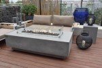 Elementi Granville Gas Fire Pit Bundle Concrete Fire Table, Outdoor Fire Pit Electronic Ignition | Canvas Cover, Lava Rock included | Free AMS Wind Guard & Table-top Firepit | Light Gray (Propane Gas)