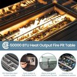 Amopatio Patio Furniture Set with Fire Pit Table, Outdoor Furniture Sectional Sofa with Swivel Chairs, Modern Conversation Sets for Balcony Backyard, Grey(Include Waterproof Covers)