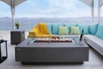 Elementi Granville Gas Fire Pit Bundle Concrete Fire Table, Outdoor Fire Pit Electronic Ignition | Canvas Cover, Lava Rock included | Free AMS Wind Guard & Table-top Firepit | Light Gray (Propane Gas)