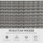 Outsunny 7-Piece Patio Furniture Set, Outdoor Wicker Conversation Set, All Weather PE Rattan Sectional Sofa Set with Cushions and Tempered Glass Top Coffee Table, Pillows, Blue