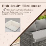 U-MAX Patio Furniture Set with Cover, 7 PCS Outdoor Sectional Conversation Set, All Weather Wicker Rattan Sofa Couch with High Dining Table & Ottoman, Grey