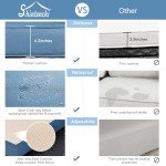 Shintenchi 5 Pieces Outdoor Patio Sectional Sofa Couch, Black PE Wicker Furniture Sets, Patio Conversation Sets with Washable Cushions Glass Coffee Table for Garden, Poolside, Backyard, Aegean Blue