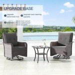 Kullavik 10 Pieces Outdoor Patio Furniture Set,PE Wicker Rattan Sectional Sofa Patio Conversation Sets with 43" 55000BTU Gas Propane Fire Pit Table,Swivel Rocking Chairs Set,Grey