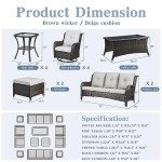 Belord Wicker Patio Furniture Sets - 13 Piece Outdoor Rattan Furniture Conversation Sets with 4 Swivel Rocker Chairs, 2 Rattan Sofas, Wicker Ottomans and Coffee Table, Brown/Beige