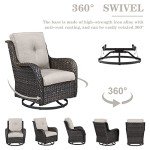 Belord Wicker Patio Furniture Sets - 13 Piece Outdoor Rattan Furniture Conversation Sets with 4 Swivel Rocker Chairs, 2 Rattan Sofas, Wicker Ottomans and Coffee Table, Brown/Beige