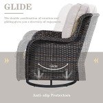 Belord Wicker Patio Furniture Sets - 13 Piece Outdoor Rattan Furniture Conversation Sets with 4 Swivel Rocker Chairs, 2 Rattan Sofas, Wicker Ottomans and Coffee Table, Brown/Beige