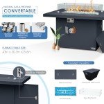 NICESOUL® 13 Pieces Aluminum Patio Furniture Set with Fire Pit Table, Gray Outdoor Conversation Set with Denim Blue Olefin Cushion, Patio Sectional Sofa for Garden, 2 Color Cushions