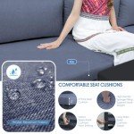 NICESOUL® 13 Pieces Aluminum Patio Furniture Set with Fire Pit Table, Gray Outdoor Conversation Set with Denim Blue Olefin Cushion, Patio Sectional Sofa for Garden, 2 Color Cushions