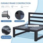 NICESOUL® 13 Pieces Aluminum Patio Furniture Set with Fire Pit Table, Gray Outdoor Conversation Set with Denim Blue Olefin Cushion, Patio Sectional Sofa for Garden, 2 Color Cushions