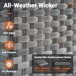 ovios 16 Piece Patio Furniture Set with Fire Pit Table,Outdoor Rattan Wicker Coversation Set with Swivel Rocking Chairs, Sectional Chairs for Outside Porch Balcony Backyard Pool,Blue