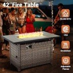 ovios 16 Piece Patio Furniture Set with Fire Pit Table,Outdoor Rattan Wicker Coversation Set with Swivel Rocking Chairs, Sectional Chairs for Outside Porch Balcony Backyard Pool,Blue