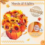 APOTODITO Thanksgiving Cards, Pop Up Fall Sunflower Bouquet with Music and Light, Thanksgving Gifts Sunflower Gifts for her, Mom, Women, Wife, Sister