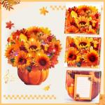 APOTODITO Thanksgiving Cards, Pop Up Fall Sunflower Bouquet with Music and Light, Thanksgving Gifts Sunflower Gifts for her, Mom, Women, Wife, Sister