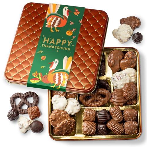 Thanksgiving Gift Basket, Assorted Gourmet Dark and White Chocolate Truffles, Holiday Treats in Elegant Gift Box, Bonnie and Pop