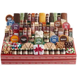 The Swiss Colony 70 All-Time Favorites – Ultimate Gift Basket Summer Sausage Meats, Cheeses, Chocolates, Cookies, Coffee, Spreads, and More, Holiday Candy Gift Box Adults, Women, Men, 9 lb. 12.75 oz.