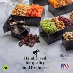 NUT CRAVINGS Gourmet Collection - Christmas Treats Tower Dried Fruit & Nuts Gift Basket with Happy Holiday Ribbon (12 Assortments) Food Arrangement, Healthy Snack Care Package, Food Assortments