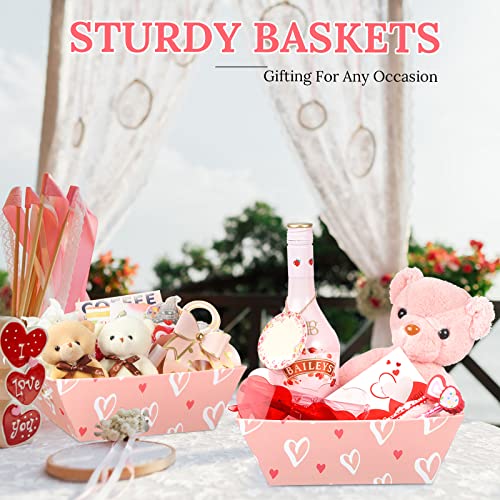 Pink Heart Gift Baskets - 12 Pack Set
