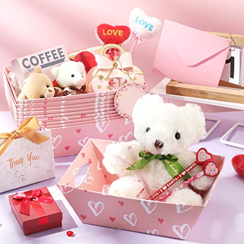 Pink Heart Gift Baskets - 12 Pack Set
