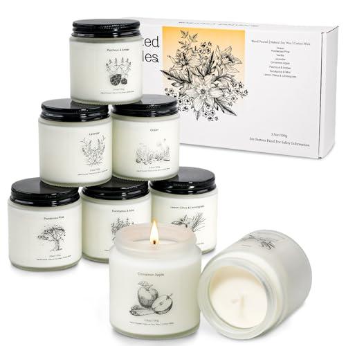 Holiday Winter Candles Gift Set,8 Pack Long Lasting Soy Candles for Home,Natural Aromatherapy Candles with Relaxing Scents,Perfect Spa Gifts for Women