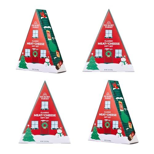 Hickory Farms Meat and Cheese Stocking Stuffer - Gift Basket - 4 Pack| Gourmet Charcuterie Food Christmas Gift | Perfect for the Holiday