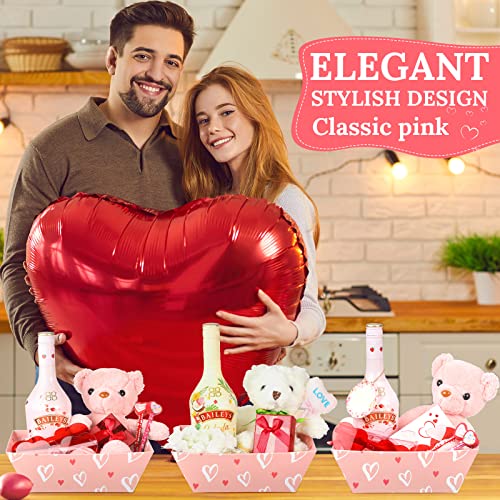 Pink Heart Gift Baskets - 12 Pack Set