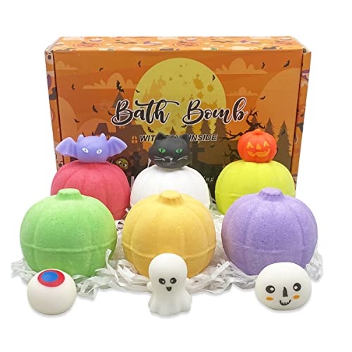 Halloween Pumpkin Bath Bombs with Squishy Toys