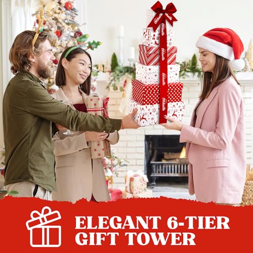 Festive Gourmet Gift Basket Tower with Fruits & Nuts