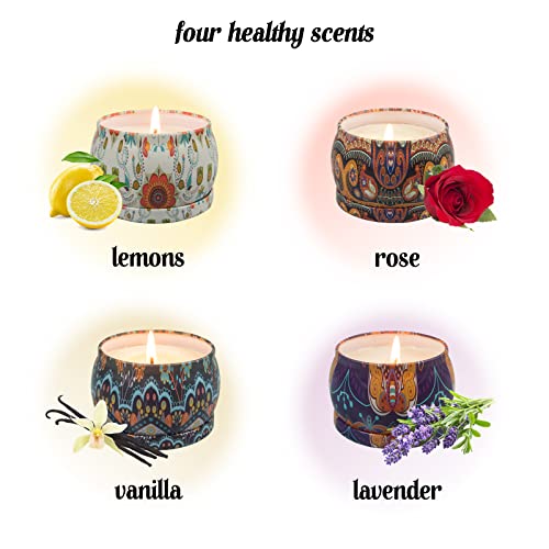Soy Wax Aromatherapy Candle Gift Set: 4 Scents