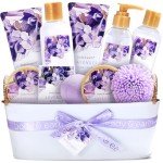 BODY & EARTH Gift Baskets For Women 11 Pcs Lavender Spa Gifts For Women with Bubble Bath Body Lotion Sets, Bath and Body Gifts Set For Women Christmas Gifts for Women Spa Gift Sets