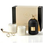 Luxury Scented Candles Gift Set for Women - Candle Holder + 2 x 8.5oz Premium Scented Candles for Home + Wick Trimmer - 110+ Hours Burn Time - Paraffin-Free - 4 pcs