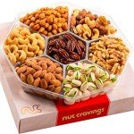 NUT CRAVINGS Gourmet Collection - Purim Mishloach Manot Mixed Nuts Gift Basket in Red Gold Box (7 Assortments, 1 LB) Arrangement Platter, Birthday Care Package - Healthy Kosher Corporate