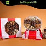 NUT CRAVINGS Gourmet Collection - Purim Mishloach Manot Mixed Nuts Gift Basket in Red Gold Box (7 Assortments, 1 LB) Arrangement Platter, Birthday Care Package - Healthy Kosher Corporate