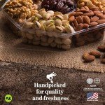 NUT CRAVINGS Gourmet Collection - Purim Mishloach Manot Mixed Nuts Gift Basket in Red Gold Box (7 Assortments, 1 LB) Arrangement Platter, Birthday Care Package - Healthy Kosher Corporate