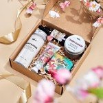 Gifts for Women BFFLOVE Gift Set for Women 5pcs Cherry Blossom Spa Set, Birthday Gifts for Women with Massage Oil, Scented Candle, Bath Salts, Hand Cream, Christmas gifts