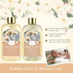 Home Spa Gift Basket, Bath Spa Kit for Women, with Body Lotion, Shower Gel, Bubble Bath, Body Scrub, Bath Salt, Bath Bomb, Bath Gift Set for Mother, Wife Her, with Magnolia and Jasmine Scent