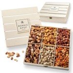 BONNIE AND POP - Nut Gift Basket, in Reusable Wooden Crate, Healthy Gift Option, Gourmet Snack Food Box, with Unique Flavors, Great for Feel Better, Sympathy & Birthday- Bonnie & Pop