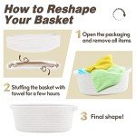 Pro Goleem Small Woven Easter Basket with Gift Bags and Ribbons Durable Baskets for Gifts Empty Small Rope Basket for Storage 12"X 8" X 5" Baby Toy Baskets with Handles, White