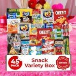 Snack Box (45 Pieces) Gift Care Package Basket for Adults Kids Office College - Perfect for Birthdays Holidays - Packed in a Beautiful Gift Box