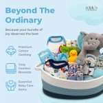 Bundle of Joy Deluxe New Baby Gift Basket | Newborn Baby Boy Gift Set with Baby Essentials | Baby Gift Basket for Expecting Moms | Baby Layette Set | Blue Baby Gift Set | Nikki's Gift Baskets