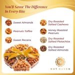 Nuts Gift Basket - Assortment of Sweet & Roasted Salted Gourmet Nuts - Assorted Food Gift Box for Christmas, Thanksgiving, Fathers Day, Mothers Day, Family, Sympathy, Men & Women.