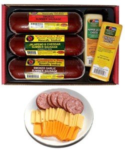 Wisconsin Cheese Company - Gourmet Variety Cheese & Sausage Gift Box - 100% Wisconsin Cheese & Original, Garlic & Jalapeno Cheddar Summer Sausage | Perfect for Parties, Charcuterie Boards and Birthday Gifts | Great Easter Gift for Cheese Lovers