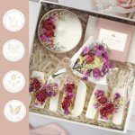 LaurGifts Birthday Gift for Mom Gift Basket for New Mom Gift for Women - Dutch Flower Fields Inspired Home Spa Gift Basket for Women - Bulk Mother's Day Candle Gift Set Self Care Gift Basket for Her