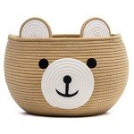 CherryNow Baby Basket for Newborn, Empty Baskets for Gift, Medium Animal Basket for Toy Clothes Towel, Woven Rope Bear Baskets for Kids, Brown, 15.7"D x 10.5"H