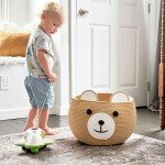 CherryNow Baby Basket for Newborn, Empty Baskets for Gift, Medium Animal Basket for Toy Clothes Towel, Woven Rope Bear Baskets for Kids, Brown, 15.7"D x 10.5"H