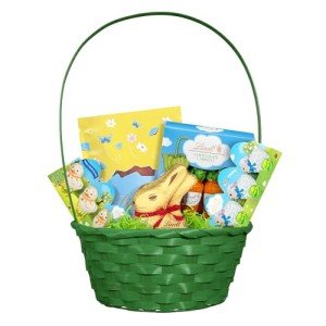 Lindt Easter Basket with GOLD BUNNY, Festive Lindt Chocolate for Kids with Green Easter Basket Ready for Gifting