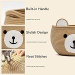 CherryNow Baby Basket for Newborn, Empty Baskets for Gift, Medium Animal Basket for Toy Clothes Towel, Woven Rope Bear Baskets for Kids, Brown, 15.7"D x 10.5"H