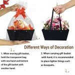 Baskets For Gifts Empty, 5 PCS Black Gift Bags With Handles DIY Kit, Gift Basket Empty To Fill Bulk For Party Favors Wedding Birthday Christmas Halloween Sympathy Thank You