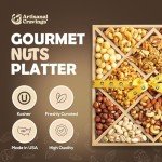 Gourmet Mixed Nuts Christmas Gift Basket with Lazy Susan in Sleek Bamboo Wood Reusable Platter | XL 2.5 lb Platter Includes 12 Assortments of Premium Nuts, Kosher