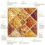 Gourmet Mixed Nuts Christmas Gift Basket with Lazy Susan in Sleek Bamboo Wood Reusable Platter | XL 2.5 lb Platter Includes 12 Assortments of Premium Nuts, Kosher