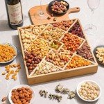 Gourmet Mixed Nuts Christmas Gift Basket with Lazy Susan in Sleek Bamboo Wood Reusable Platter | XL 2.5 lb Platter Includes 12 Assortments of Premium Nuts, Kosher